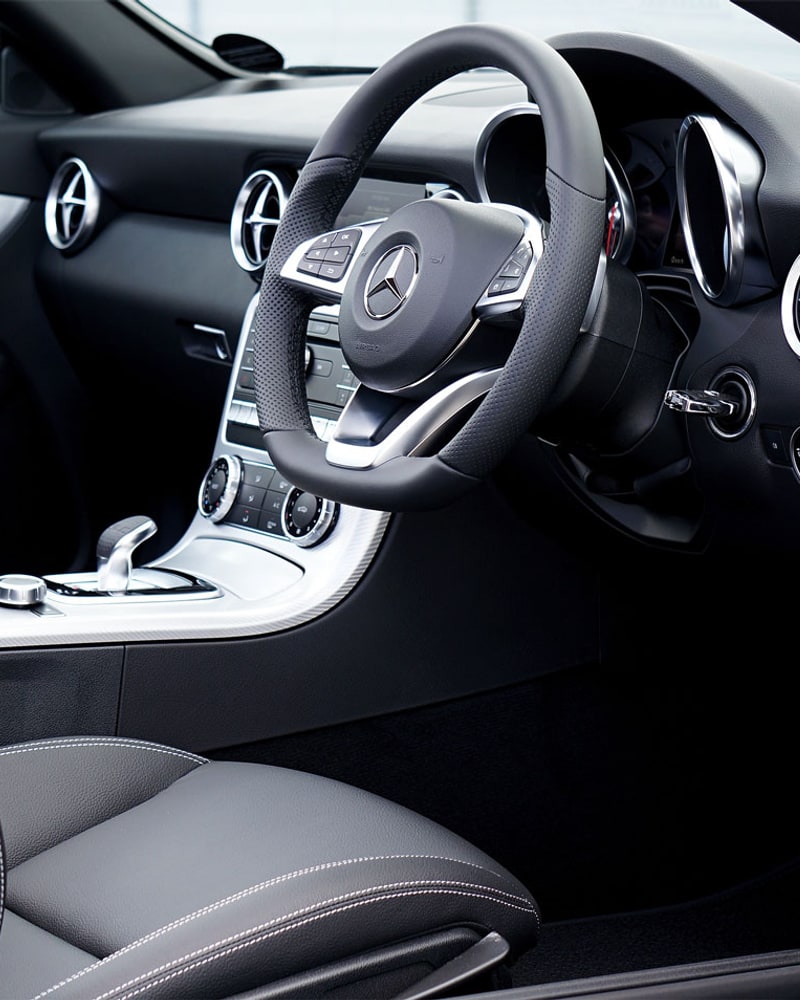The well-kept interior of a Mercedes-Benz sold by Bayside Brothers Motors